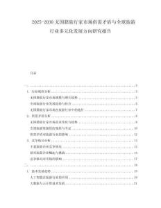 2025-2030無國籍旅行家市場供需矛盾與全球旅游行業多元化發展方向研究報告