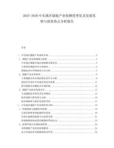 2025-2030中東地區儲能產業依賴度變化及發展優勢與投資熱點分析報告