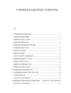 中國新能源普惠金融發(fā)展現(xiàn)狀與普惠路徑探索