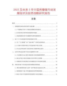 2025及未來5年中國貧瘦煤市場發展現狀及投資戰略研究報告
