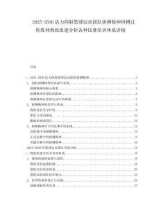 2025-2030活力四射籃球運動團隊拼搏精神拼搏過程勝利教練組建分析各種比賽培訓體系講稿