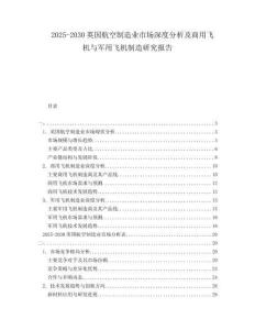 2025-2030英國航空制造業(yè)市場深度分析及商用飛機與軍用飛機制造研究報告