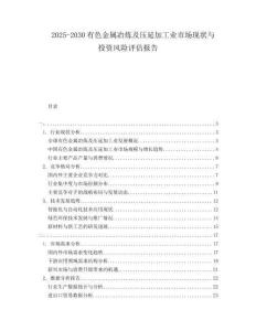 2025-2030有色金屬冶煉及壓延加工業市場現狀與投資風險評估報告