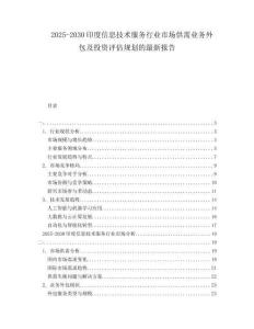 2025-2030印度信息技術(shù)服務(wù)行業(yè)市場(chǎng)供需業(yè)務(wù)外包及投資評(píng)估規(guī)劃的最新報(bào)告