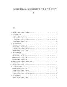 地?zé)崮荛_發(fā)企業(yè)市場供需調(diào)研及產(chǎn)業(yè)鏈投資規(guī)劃方案