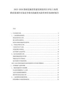 2025-2030基礎(chǔ)設(shè)施投資建設(shè)規(guī)劃項(xiàng)目評估土地變耕政策調(diào)控市場競爭格局投融資風(fēng)險管理咨詢調(diào)研報告
