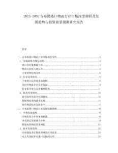 2025-2030吉布提港口物流行業市場深度調研及發展趨勢與投資前景預測研究報告