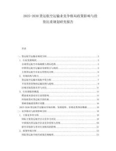 2025-2030貨運航空運輸業競爭格局政策影響與投資比重規劃研究報告