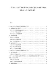 中國(guó)電動(dòng)自行兩輪車行業(yè)市場(chǎng)現(xiàn)狀供需分析及投資評(píng)估規(guī)劃分析研究報(bào)告