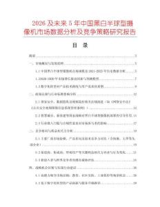 2026及未來5年中國黑白半球型攝像機市場數據分析及競爭策略研究報告