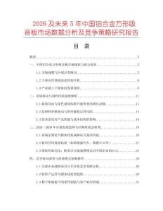 2026及未來5年中國鋁合金方形吸音板市場數(shù)據(jù)分析及競爭策略研究報告