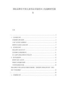 國際品牌在中國兒童用品市場的本土化戰略研究報告