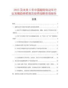 2025及未來5年中國超輕電動車行業(yè)發(fā)展趨勢預(yù)測及投資戰(zhàn)略咨詢報告