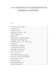 2025-2030歐洲電動(dòng)汽車產(chǎn)業(yè)鏈發(fā)展現(xiàn)狀供需平衡及發(fā)展戰(zhàn)略計(jì)劃分析研究報(bào)告