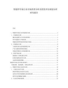 智能停車場(chǎng)行業(yè)市場(chǎng)供需分析及投資評(píng)估規(guī)劃分析研究報(bào)告