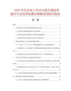 2026年及未來5年內中國子彈型母端子行業投資前景及策略咨詢研究報告
