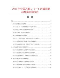 2025年中國(guó)乙酰Ｌ（—）肉堿鹽酸鹽數(shù)據(jù)監(jiān)測(cè)報(bào)告