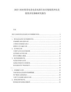 2025-2030歐美電競電競電商行業(yè)市場現(xiàn)狀評估及投資評估策略研究報告