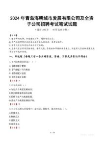 2024年青岛海明城市发展有限公司及全资子公司招聘真题