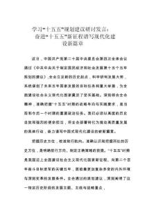 學習“十五五”規劃建議研討發言：奮進“十五五”新征程譜寫現代化建設新篇章
