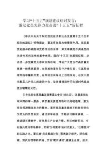 學(xué)習(xí)“十五五”規(guī)劃建議研討發(fā)言：激發(fā)黨員先鋒力量奮進(jìn)“十五五”新征程