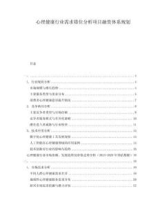 心理健康行業需求錯位分析項目融資體系規劃