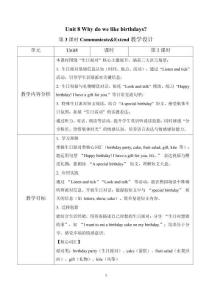 Unit 8 第3課時 Communicate Extend教學設計Unit 8 Why do we like birthdays