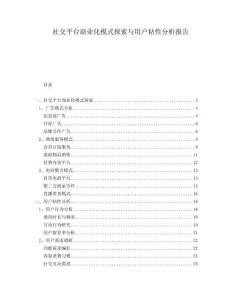 社交平臺商業化模式探索與用戶粘性分析報告