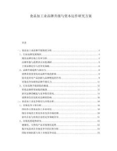 食品加工業(yè)品牌升級與資本運作研究方案