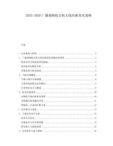 2025-2030廣播調(diào)頻收音機(jī)天線匹配優(yōu)化策略