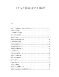 電商平臺自建物流體系競爭力分析報告