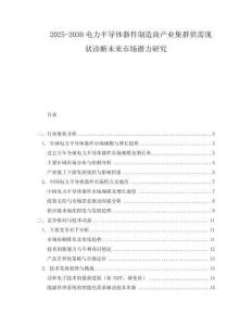 2025-2030電力半導體器件制造商產業集群供需現狀診斷未來市場潛力研究