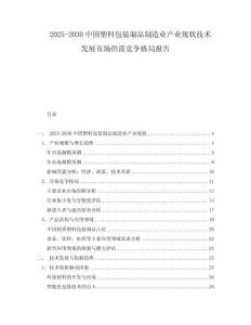2025-2030中國(guó)塑料包裝制品制造業(yè)產(chǎn)業(yè)現(xiàn)狀技術(shù)發(fā)展市場(chǎng)供需競(jìng)爭(zhēng)格局報(bào)告