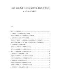 2025-2030化學(xué)工業(yè)市場(chǎng)發(fā)展前景評(píng)估及投資方向規(guī)劃分析研究報(bào)告