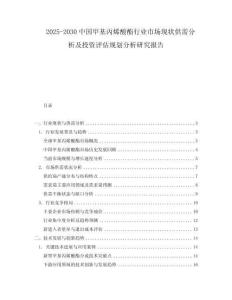 2025-2030中國(guó)甲基丙烯酸酯行業(yè)市場(chǎng)現(xiàn)狀供需分析及投資評(píng)估規(guī)劃分析研究報(bào)告
