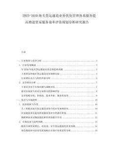 2025-2030海關(guān)貨運(yùn)通道業(yè)務(wù)優(yōu)化管理體系服務(wù)提高增進(jìn)貿(mào)易服務(wù)效率評(píng)估規(guī)劃分析研究報(bào)告