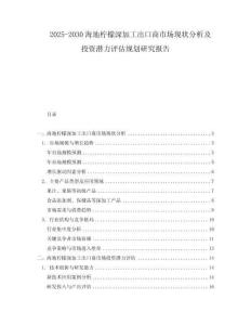 2025-2030海地檸檬深加工出口商市場現(xiàn)狀分析及投資潛力評估規(guī)劃研究報(bào)告