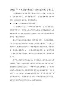 2026年《蘇菲的世界》讀后感600字作文