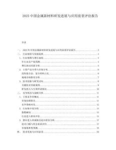 2025中國金屬新材料研發(fā)進(jìn)展與應(yīng)用前景評(píng)估報(bào)告