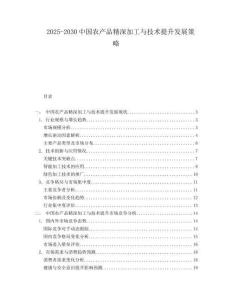 2025-2030中國農(nóng)產(chǎn)品精深加工與技術(shù)提升發(fā)展策略