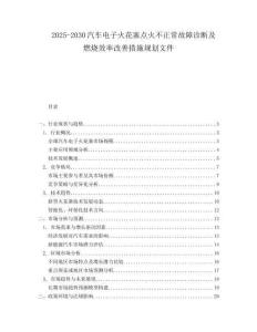 2025-2030汽車電子火花塞點(diǎn)火不正常故障診斷及燃燒效率改善措施規(guī)劃文件