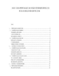 2025-2030燃料電池行業(yè)市場應(yīng)用領(lǐng)域供需特點分析及全球競合格局研究方案