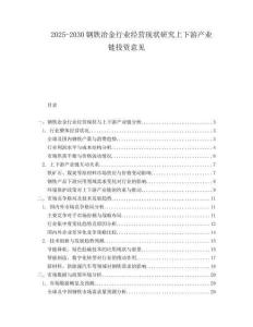 2025-2030鋼鐵冶金行業(yè)經(jīng)營現(xiàn)狀研究上下游產(chǎn)業(yè)鏈投資意見