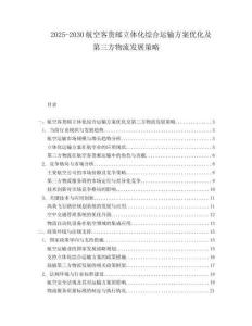 2025-2030航空客貨郵立體化綜合運輸方案優化及第三方物流發展策略
