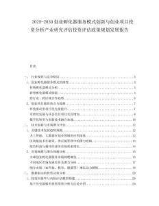 2025-2030創(chuàng)業(yè)孵化器服務(wù)模式創(chuàng)新與創(chuàng)業(yè)項(xiàng)目投資分析產(chǎn)業(yè)研究評(píng)估投資評(píng)估政策規(guī)劃發(fā)展報(bào)告