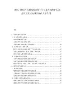 2025-2030河長制水質(zhì)監(jiān)管平臺儀表終端維護(hù)記錄分析及其對流域治理的支撐作用