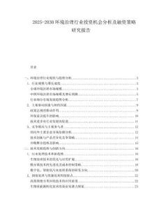 2025-2030環(huán)境治理行業(yè)投資機(jī)會分析及融資策略研究報(bào)告