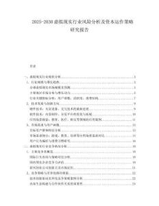 2025-2030虛擬現(xiàn)實行業(yè)風(fēng)險分析及資本運作策略研究報告