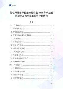 記憶海綿按摩鞋墊涼鞋行業(yè)2026年產(chǎn)業(yè)發(fā)展現(xiàn)狀及未來發(fā)展趨勢分析研究