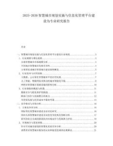 2025-2030智慧城市規劃實施與信息化管理平臺建設為專業研究報告
